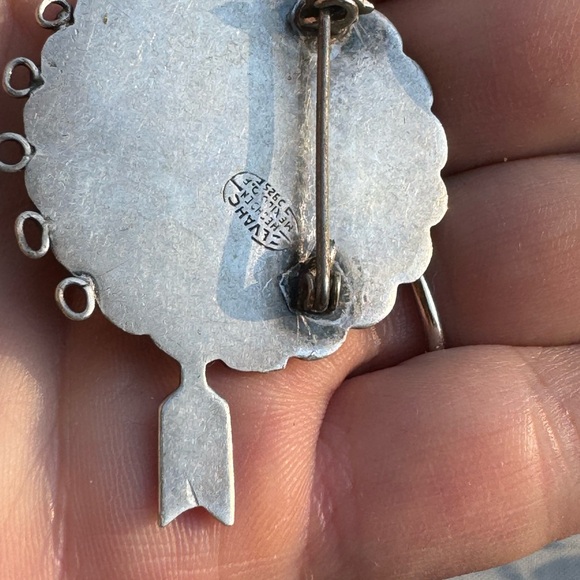 Vintage Signed 925 Sterling Silver Mexico Abalone Shell Arrows Tribal Pin/Brooch - Picture 6 of 9